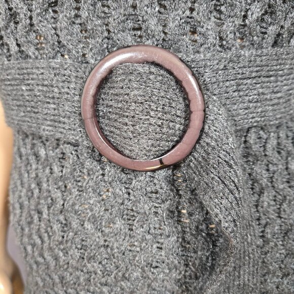 Y2K Gray Belted Sweater Fairy Grunge Size XS Long Tunic Mini Dress Cap Sleeves - Picture 2 of 8